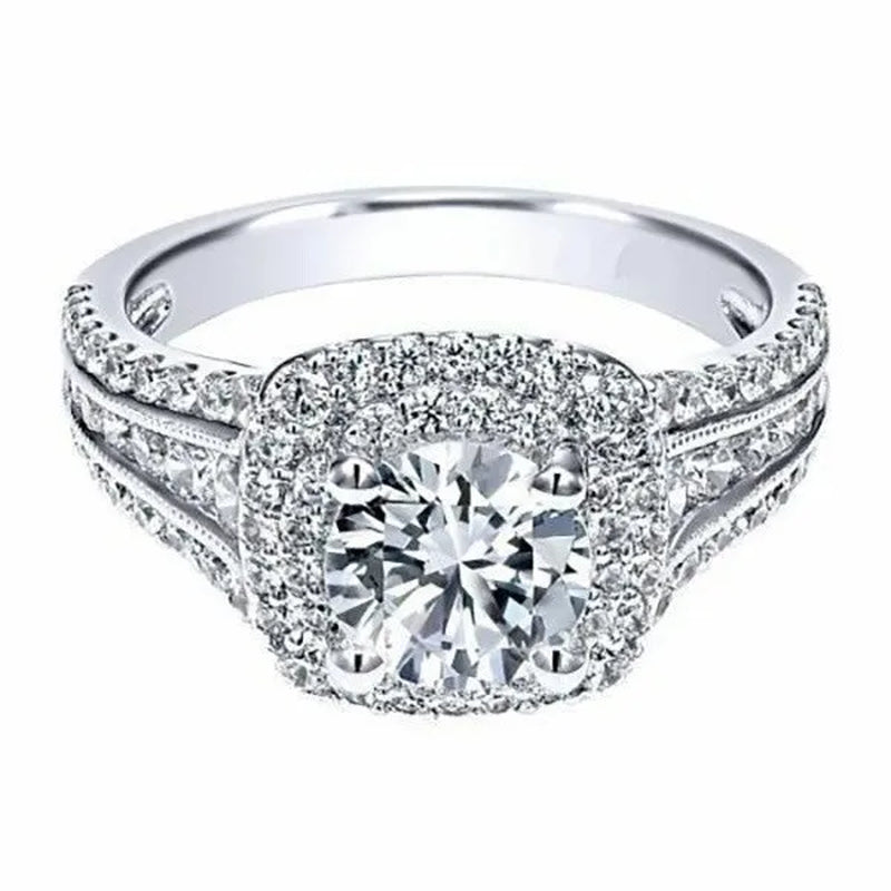 NEW Fashion Couple Rings Set Jewelry - Men's 8mm 316L Stainless Steel Titanium Ring and Women's Princess Cut 1.5 CT Diamond 925 Sterling Silver  Bridal Wedding Engagement Band Ring