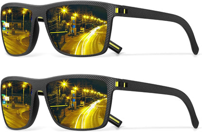 Square Polarized Sunglasses for Men Vintage Style Driving Travel Sun Glasses Lightweight Frame UV Protection Goggles
