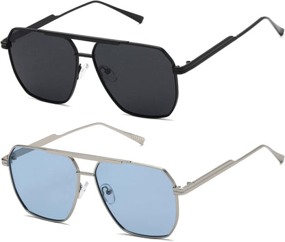 Polarized Sunglasses Womens Men Retro Oversized Square Vintage Shades Classic Large Metal Sun Glasses K1221