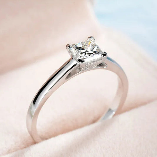 Women Fashion Elegant 925 Sterling Silver Big Cube Diamond Gemstone Rings Wedding Engagement Party Ring Jewelry
