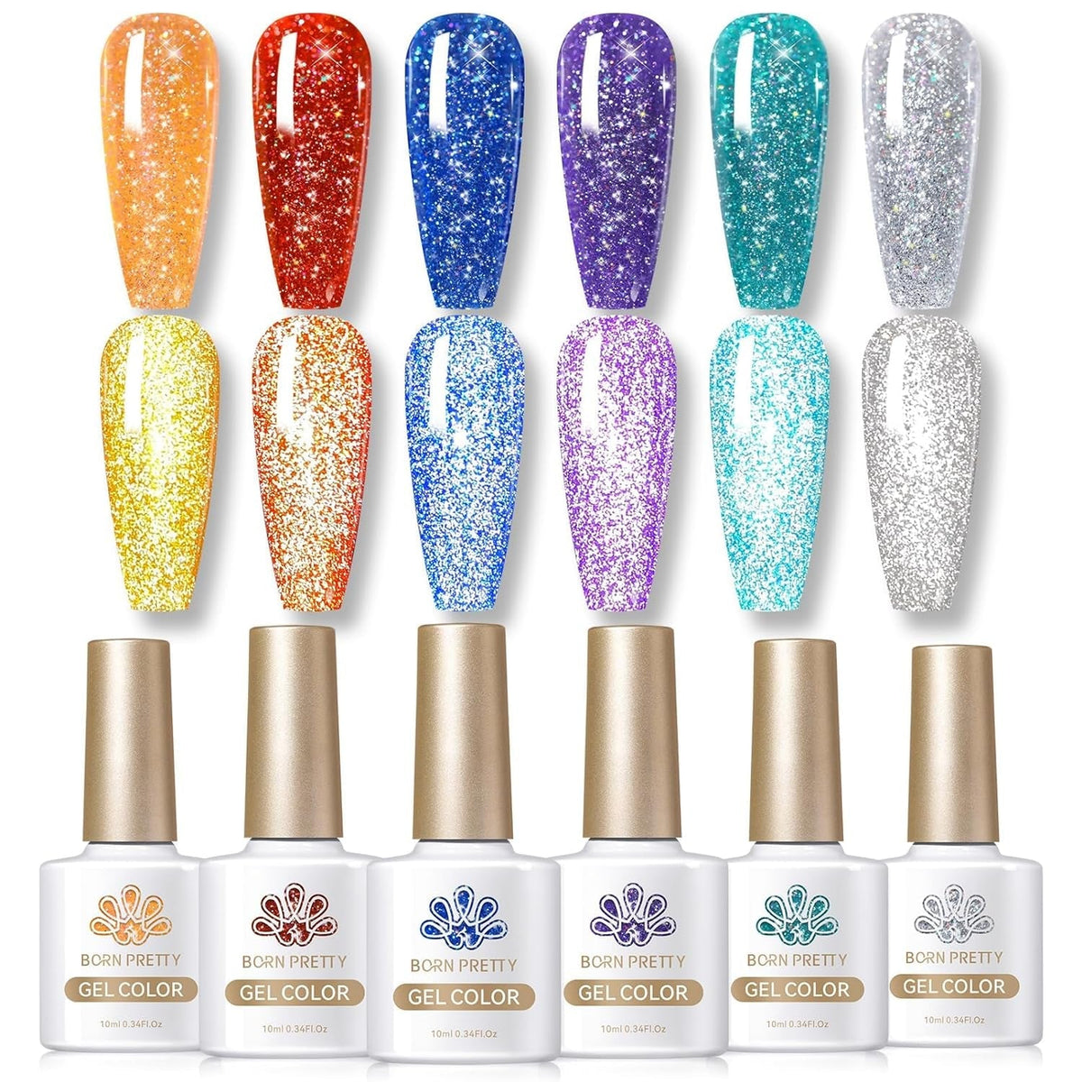 Cat Magnetic Gel Nail Polish Set Auroras 9D Cat Magnetic Eye Glitter Gel Polish Nail Art Manicure Collection Gift 6PCS