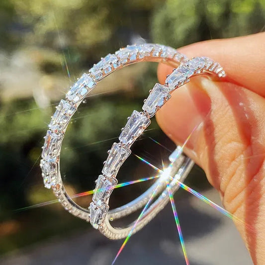 Fashion Women Hoop Earrings Micro Insert Zircon Diamond Earings Girl Banquet Party Big Circle Earrings Jewelry