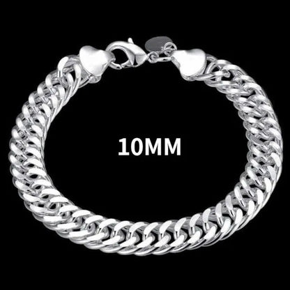 High Quality Exquisite Men Solid Heavy 925 Sterling Silver Smooth Necklace Bracelet Curb Chain Jewelry Set Gifts