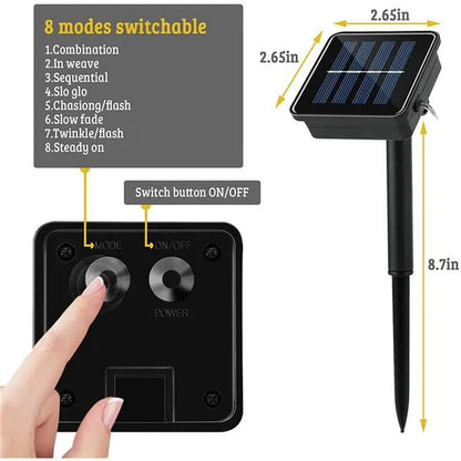 7/12/22/32Meters Solar Powered LED Rope Strip Lights Tube String Lights Garland Fairy Lighting Strings for Outdoor Indoor Garden Christmas Decor