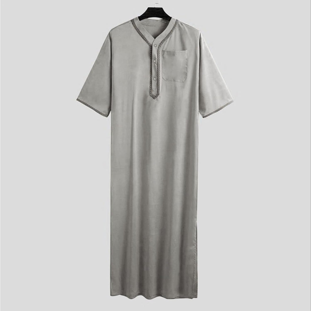 Muslim Clothes for Men Marocain Men'S Muslim Stripe Long Robe Black Robe Men Mens Muslim Thobe for Men Islam Mens Nightshirt Muslim Thobe Robe for Men Thobe for Men