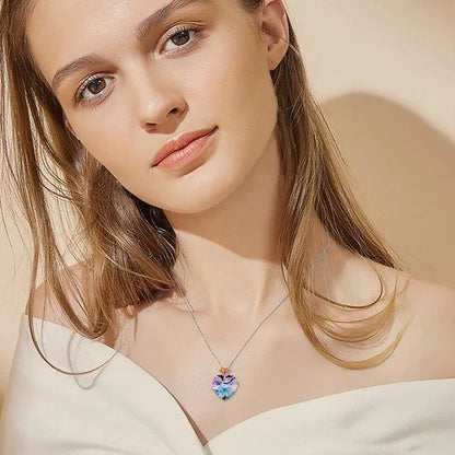 Love Heart Necklace for Women I Love You Mom Pendant Necklaces Crystal Diamond Mother's Day Necklace Gifts Fashion Jewelry