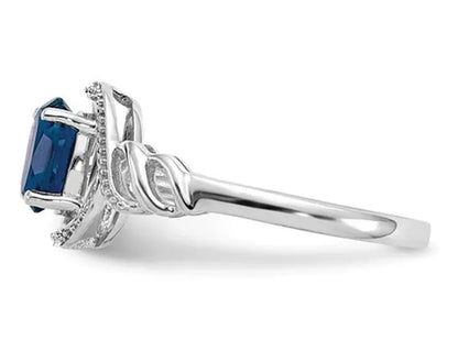 Ladies 1.00 Carat (ctw) Natural Blue Sapphire Ring in 10K White Gold