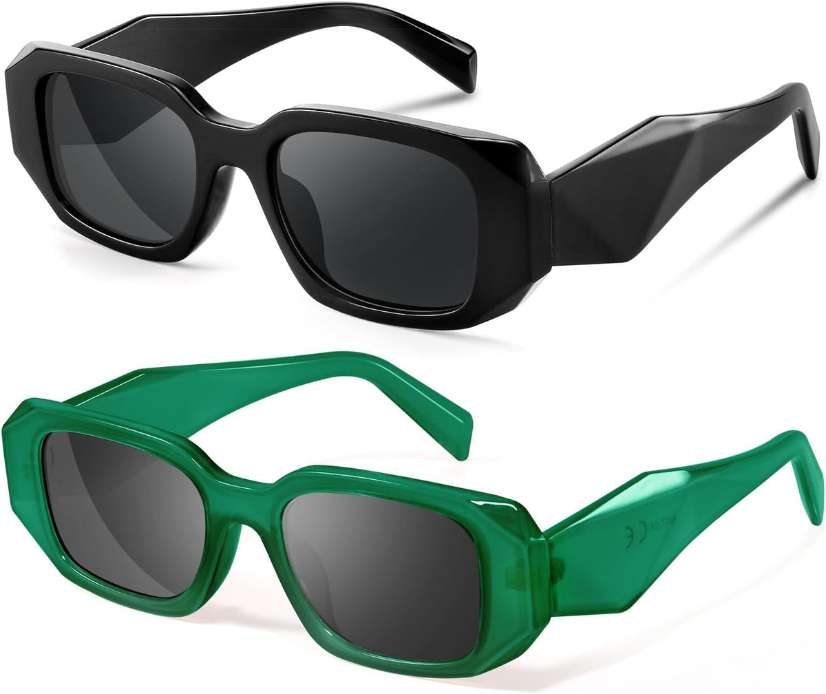 Trendy Rectangle Sunglasses for Women Men,Y2K Vintage Retro 90s Aesthetic Cool Driving Sunglasses