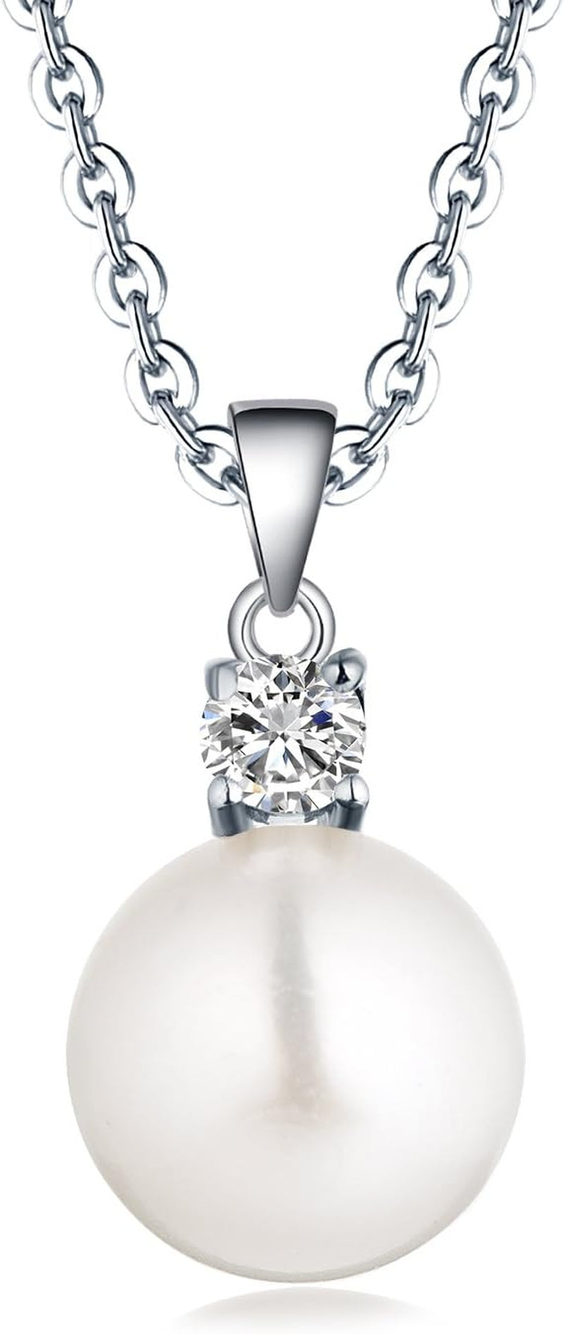 925 Sterling Silver Freshwater Cultured Pearl Pendant Necklace  Jewelry for Women,Girls