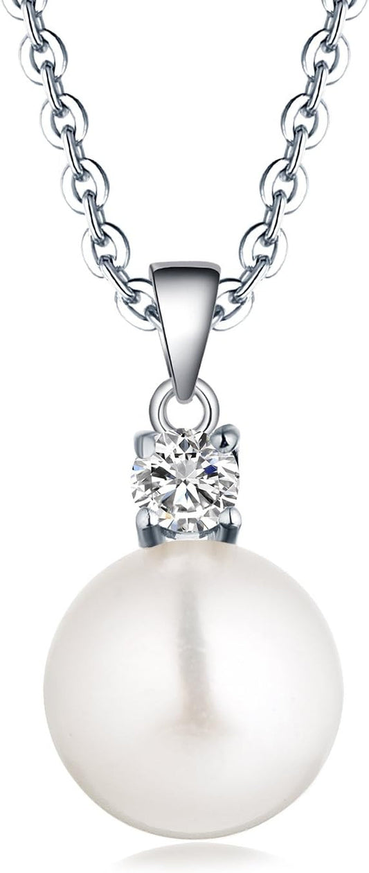 925 Sterling Silver Freshwater Cultured Pearl Pendant Necklace  Jewelry for Women,Girls