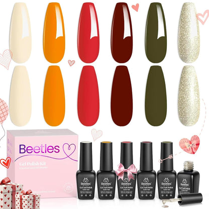 Nail Set 6 Colors Sandstorm Collection Nude Pink Peach Brown Natural Manicure Kit Soak Off Uv Led Lamp Needed for Women Gift Diy Home