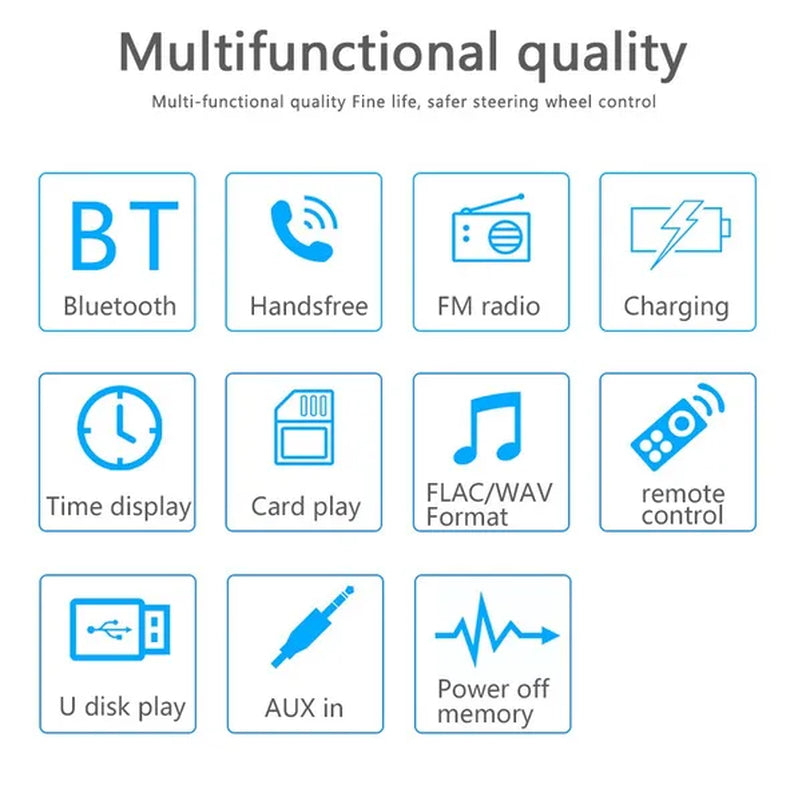 Podofo Autoradio 12V 1Din Car Radio Bluetooth Car Stereo In-Dash Car Audio Phone AUX-IN Fm/Usb/Radio Remote Control MP3 Player