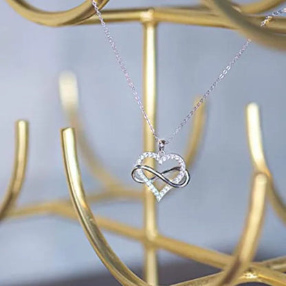 Bridal Romantic Wedding Necklace Cubic Zirconia Infinity Heart Necklace for Women Valentine's Day Gift