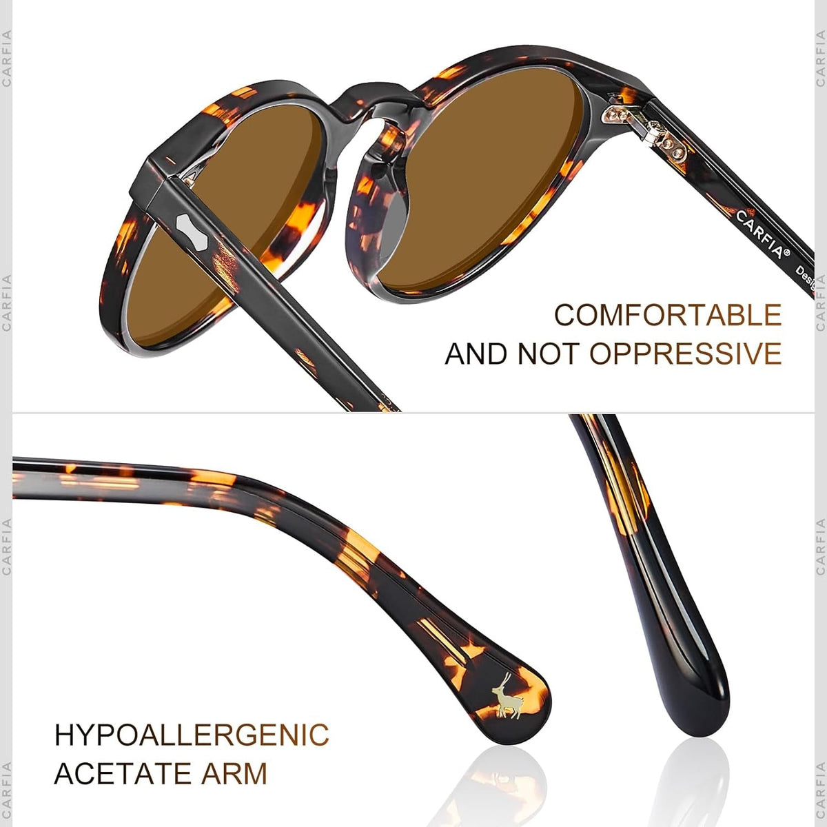 Vintage Polarized Sunglasses for Men UV400 Protection Retro Fashion Eyewear Hand-crafted Acetate Frame CA5288L