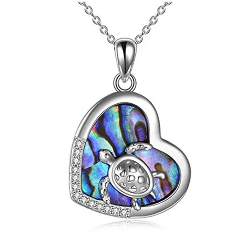 Fashion Women Ocean Necklace Sterling Silver Sea Turtle/Dolphin/Mermaid Necklace Abalone Shell Tortoise/Mermaid Tail Necklace