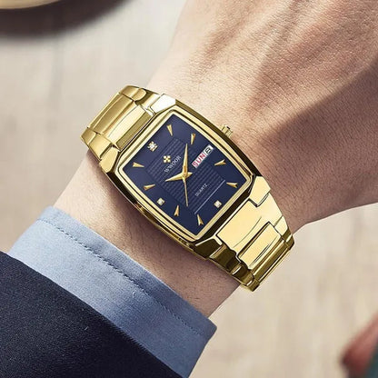 2021 Men's Watch WWOOR Top Brand Luxury Gold Blue Black Watch Men's Square Business Sports Quartz Waterproof Stainless Steel Watch Relogio Masculino
