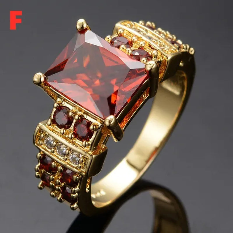 Exquisite Retro 18K Gold Natural Garnet Red Ruby Gemstone Ring Anniversary Gift Romantic Bride Engagement Wedding Party Bands Fine Jewelry