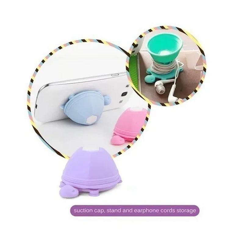 Cute Mobile Phone Accessories Turtle Phone Stand Holder Earphone USB Cable Winder Line Fixer Cable Holder Wire Clip