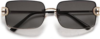 Vintage Rectangle Sunglasses for Women,Trendy Rimless 90S UV400 Womens Y2K Shades SJ1178
