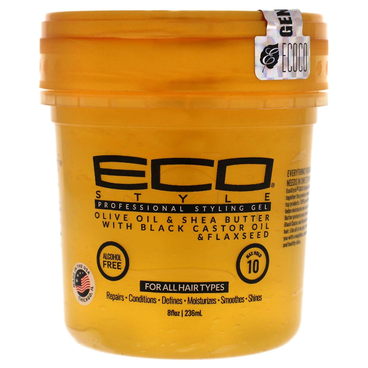 Gel - Olive Oil and Shea Butter Black Castor Oil and Flaxseed - Superior Hold and Healthy Shine - Helps Moisturize Scalp - Repairs Damaged Follicles - Promotes Hair Growth - 8 Oz