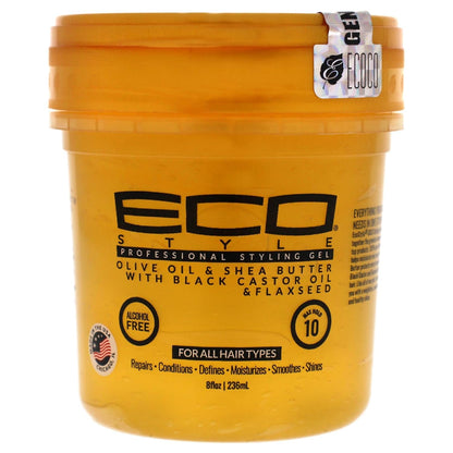 Gel - Olive Oil and Shea Butter Black Castor Oil and Flaxseed - Superior Hold and Healthy Shine - Helps Moisturize Scalp - Repairs Damaged Follicles - Promotes Hair Growth - 8 Oz