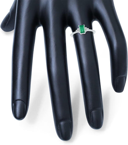 Gemstone and Diamond Ring in 10K White Gold (Available in Emerald, Sapphire, Blue Topaz, Amethyst, and More)