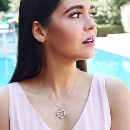 Bridal Romantic Wedding Necklace Cubic Zirconia Infinity Heart Necklace for Women Valentine's Day Gift