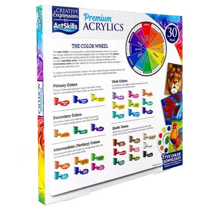 Artskills 30-Piece Premium Acrylic Paint Set with Paint Palette