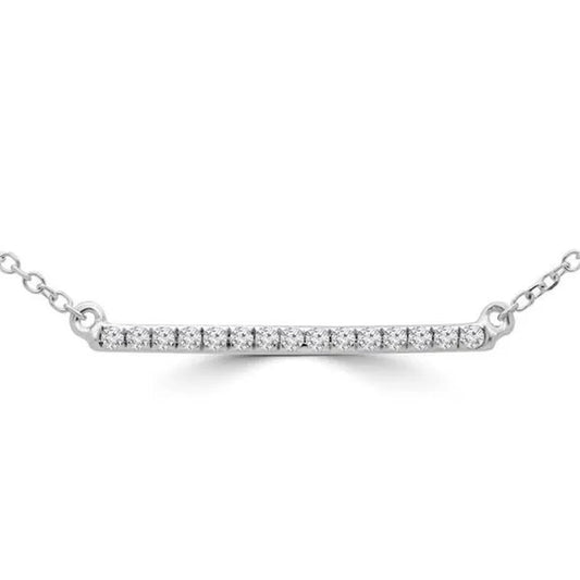 Majesty Diamonds MDR190018 0.1 CTW Round Diamond Bar Pendant Necklace in 14K White Gold With Chain
