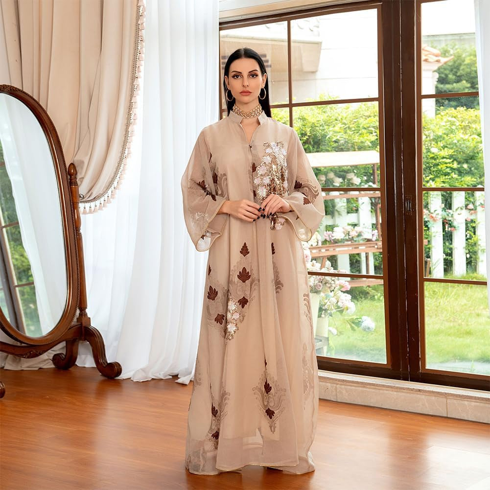 Abaya for Women Muslim Kaftan Floral Maxi Dresses Dubai Turkey Middle East Islam Caftan Ramadan Eid Party Robe