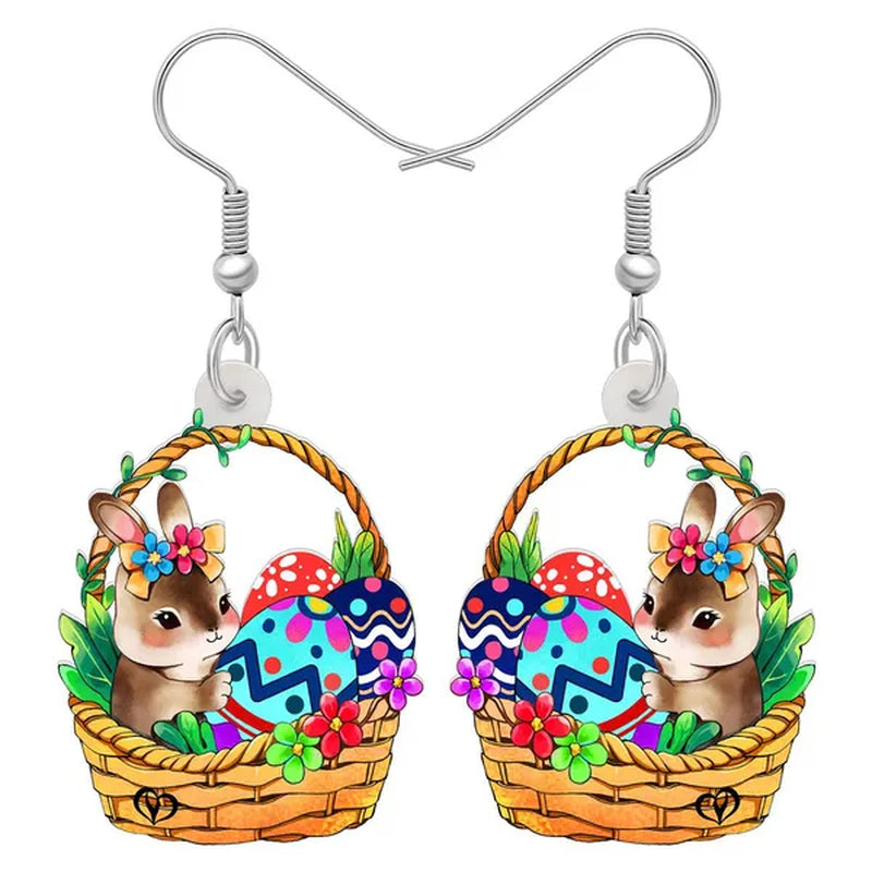 Acrylic Easter Eggs Bunny Hare Rabbit Earrings Drop Dangle Egge Jewelry For Women Girls Kids Charms Festival Gift Accessories