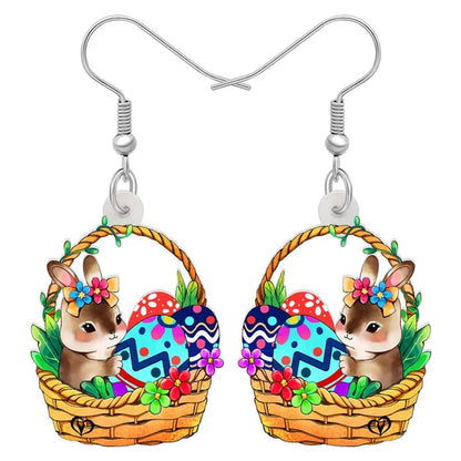 Acrylic Easter Eggs Bunny Hare Rabbit Earrings Drop Dangle Egge Jewelry For Women Girls Kids Charms Festival Gift Accessories