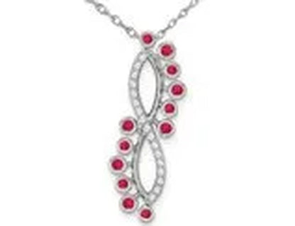 1/6 Carat (ctw) Natural Ruby Pendant Necklace in 14K White Gold with Diamonds and Chain