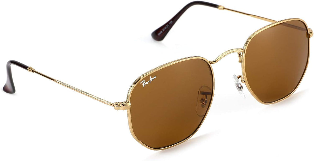Small Square Sunglasses for Women Men 100% Real Glass Lens Hexagonal Frame
