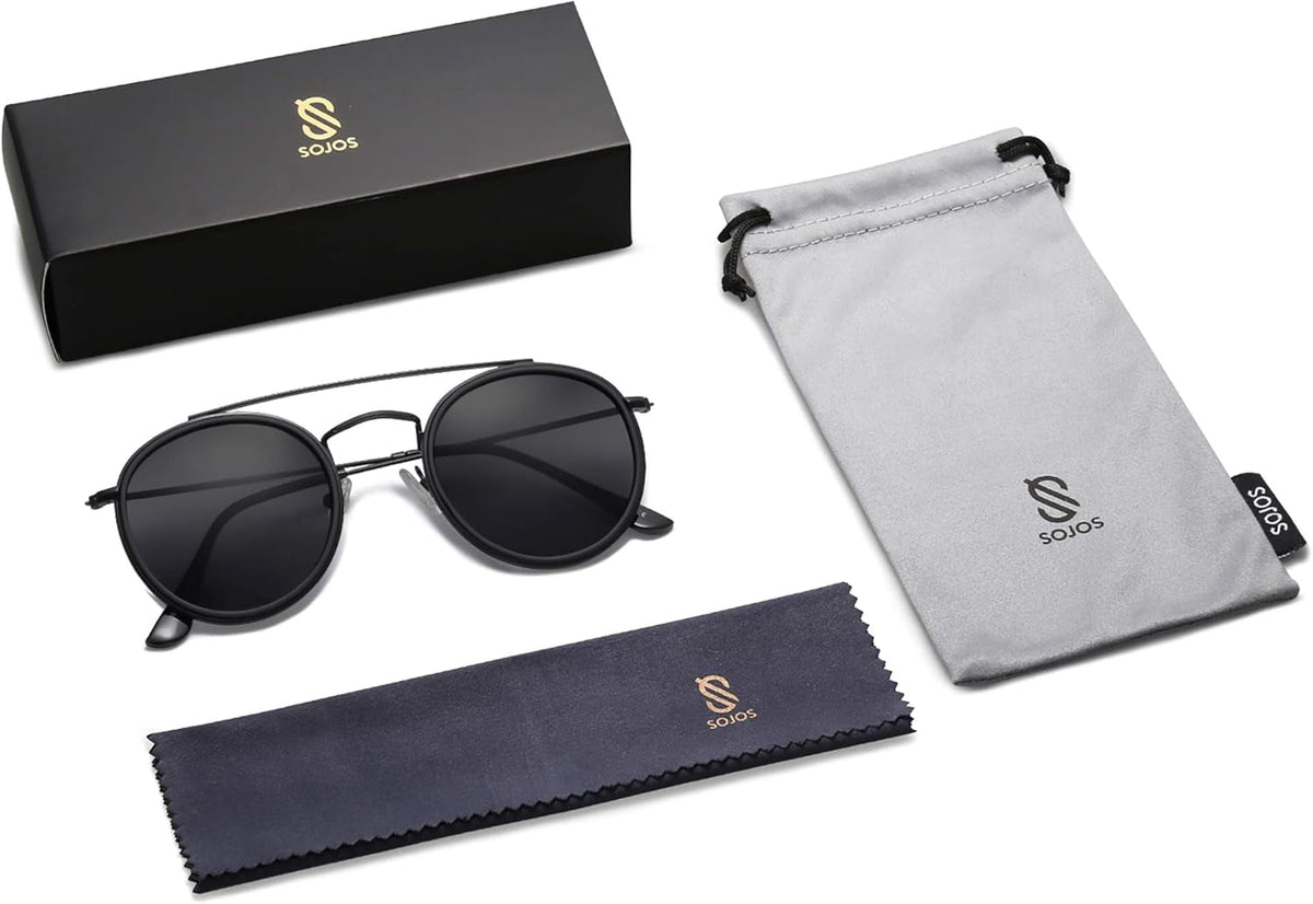 Retro Vintage round Polarized Sunglasses for Women Men Small Double Bridge Circle Sunnies SJ1104