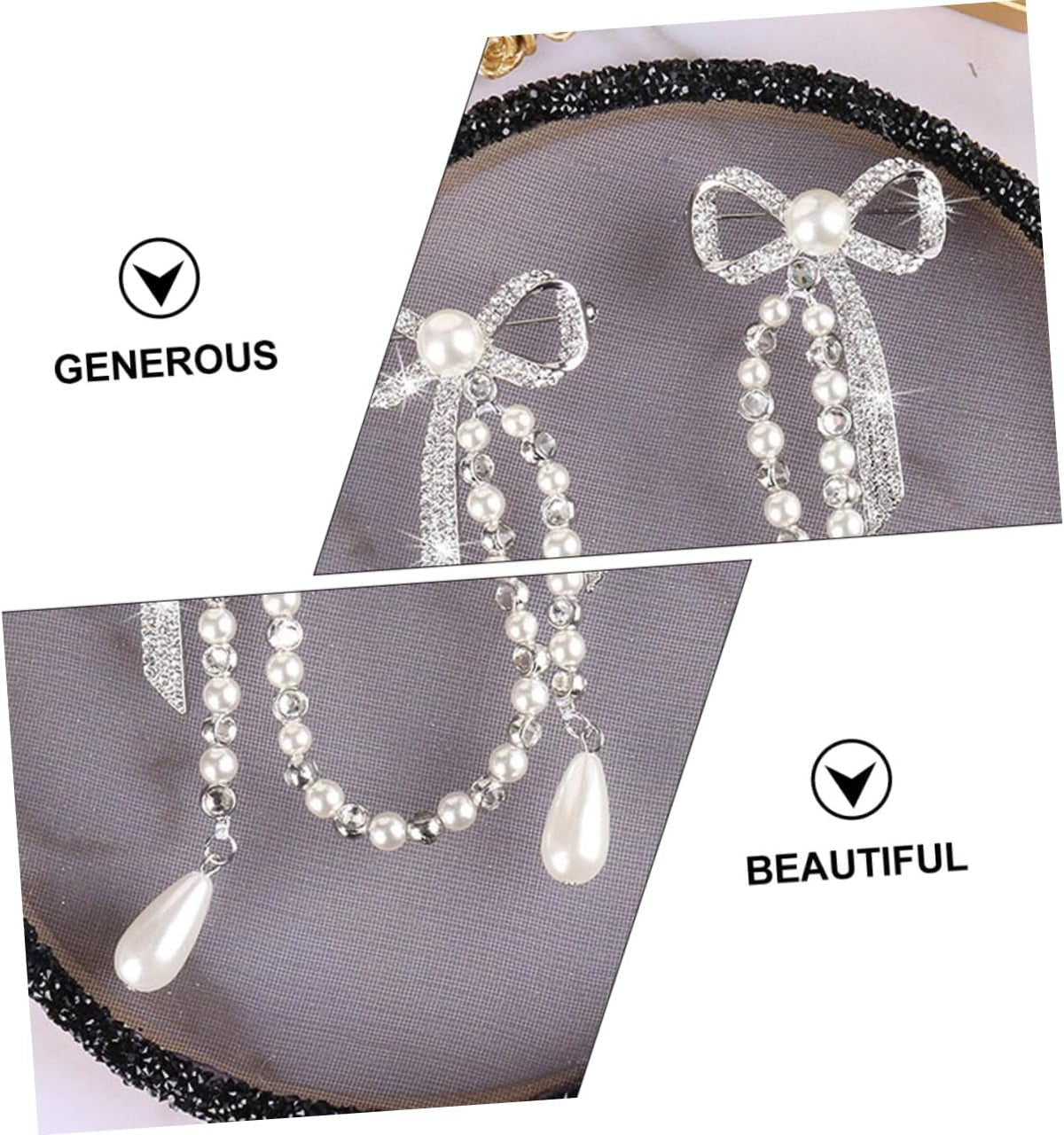 Brooch Pin for Women Elegant Lady Pin Brooch Pearl and Diamond Tassel Brooch Chain Accessory for Dresses Coats and Shawls
