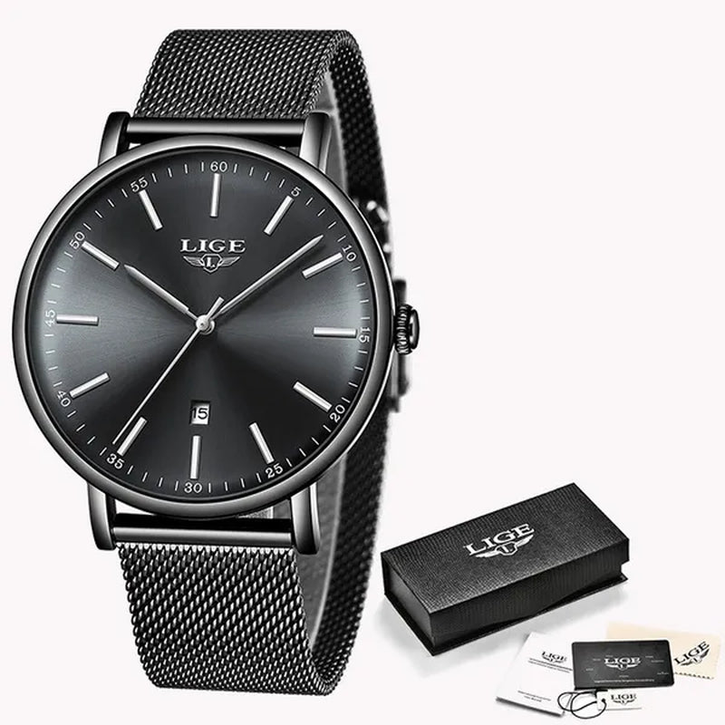 2019 LIGE Luxury Rose Gold Ladies Watch Simple Fashion Casual Ladies Watch Ultra-Thin Waterproof Quartz Watch Montre Femme