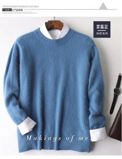 Men's Fashion 100% Wool Pure Mink Cashmere Sweater Men 2020 Autumn Winter Clothes Super Warm Pullover Jumper for Men Long Sleeve Robe Hombre Pull Homme Hiver Mens Sweater Maglione Uomo Suéter Masculino Suéter De Los Hombres Plus Size S-XXXL