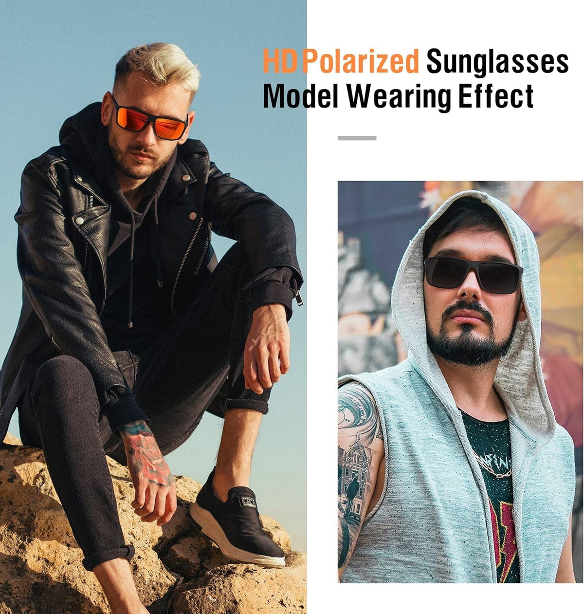 Sunglasses Men Polarized Sunglasses for Mens and Womens,Black Retro Sun Glasses Driving Fishing UV400 Protection