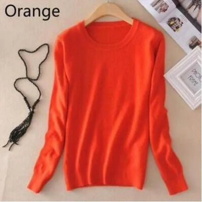 18 Colors Wool Pure Cashmere Sweater Women Soft Pullovers O-Neck Pull Femme Long Sleeve Sweaters Pullovers