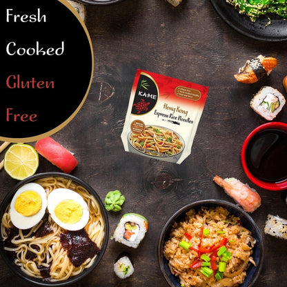 Authentic Hong Kong Rice Noodles - Gluten-Free Cantonese Cuisine - Perfect for Stir-Fries and Broths, Includes Noodles, Sauce, Vegetables and Toppings - 10.6Oz (Pack of 2)