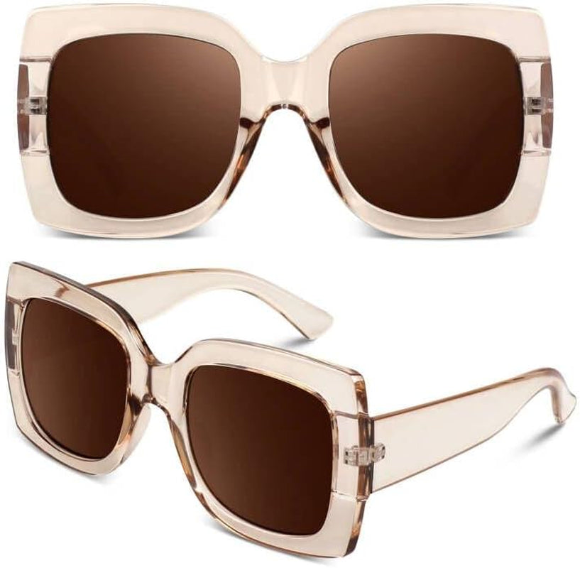 GQUEEN Oversized Square Frame Sunglasses Womens Retro Vintage Trendy Shades,S904