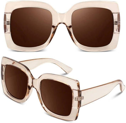 GQUEEN Oversized Square Frame Sunglasses Womens Retro Vintage Trendy Shades,S904