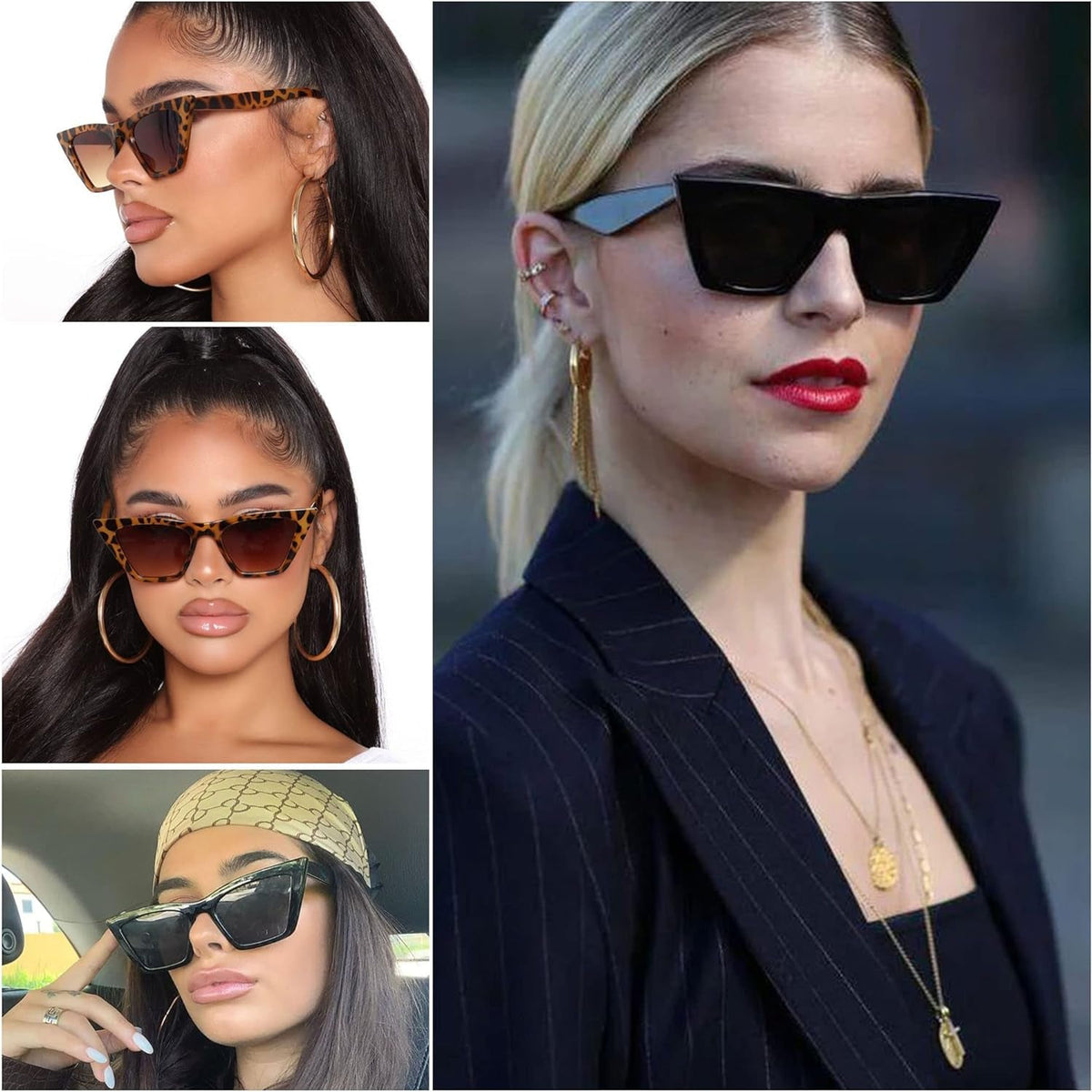 Cat Eye Sunglasses for Women Polarized Cateye Frames Fashion Vintage Square Classic Retro Sun Glasses