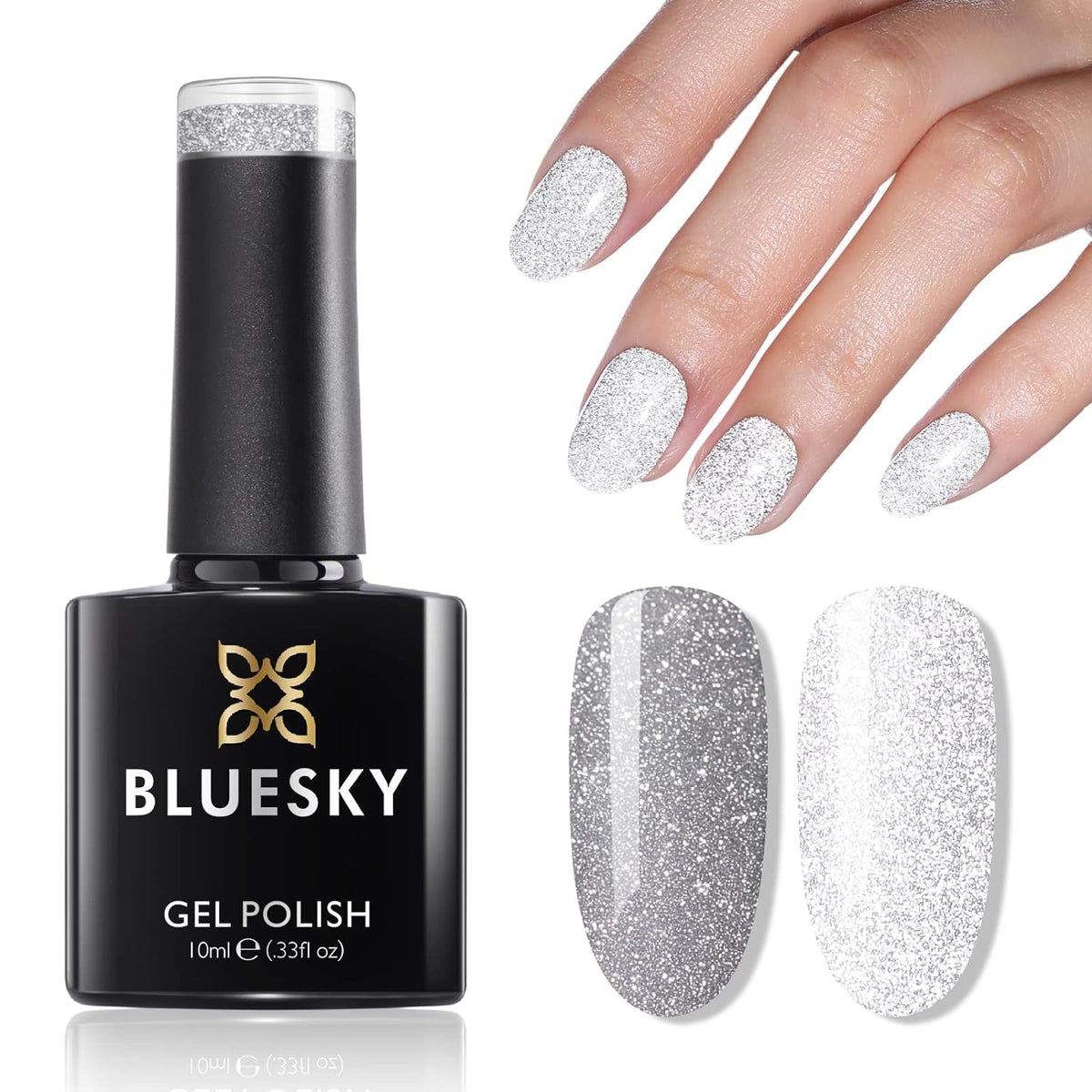 Reflective Gel Polish - Glitter Gel Nail Polish with Diamond Cat Eye Gel Royal Flash,Sparkle Chick Collection,UV LED Soak Off Home DIY Manicure Nail Salon Varnish,It's Brillant