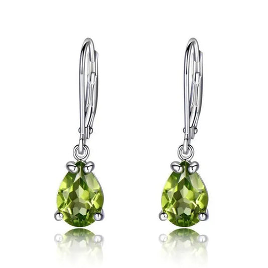 Majesty Diamonds MDS210268 Pear Green Nano Peridot Dangle & Drop Earrings in 0.925 White Sterling Silver