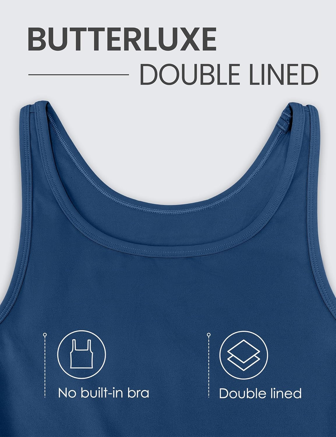 Womens Butterluxe Double Lined Workout Tank Tops Scoop Neck Racerback Cropped Casual Sleeveless Shirt