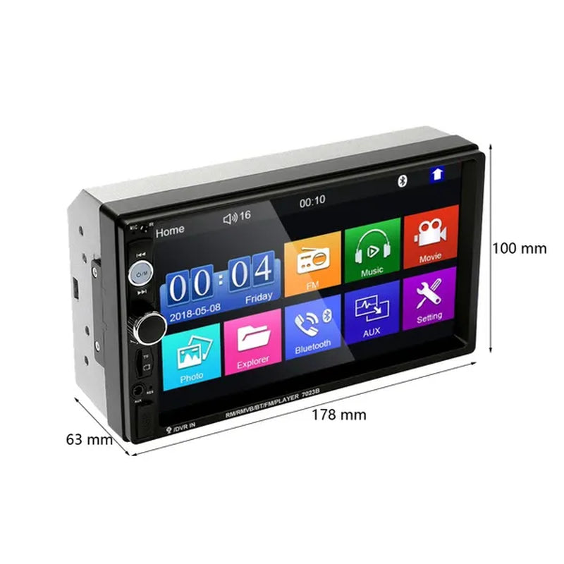 7" Bluetooth HD Touch Screen Car Stereo Radio 2DIN Car MP5 Player FM/USB/AUX/SD Function with Steering Wheel Control +Cam(Optional)