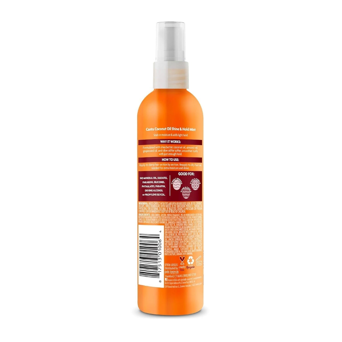 Coconut Oil Shine & Hold Mist with Shea Butter for Natural Hair, 8 Fl Oz