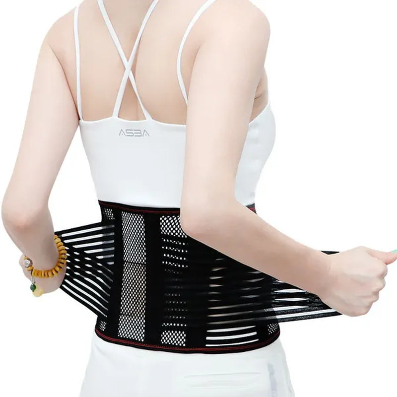Adjustable Tourmaline Back Support Belt Brace Self-heating Magnetic Therapy Double Pull Waist Support Belt